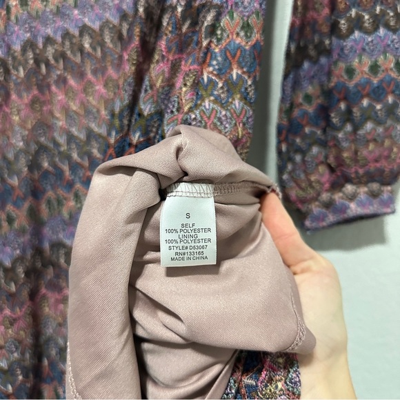 Altar'd State Multi Colored Woven Crochet Long Sleeve Lined Dress Size Small - Picture 9 of 9